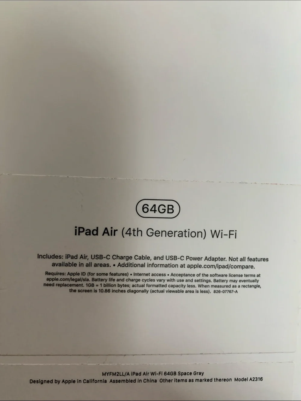 Apple iPad Air (4th generation) Wi-Fi 64GB. BOX ONLY NO IPAD. Pre-Owned.